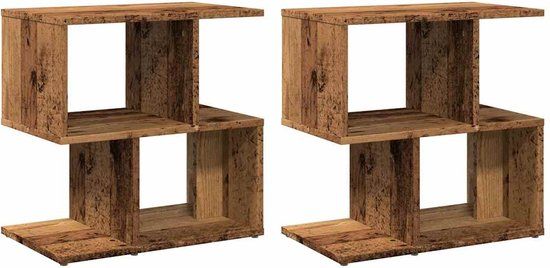 vidaXL Nachtkastjes - Set van 2 - 50x30x51,5 cm - Bewerkt Hout - Oud Houtkleurig
