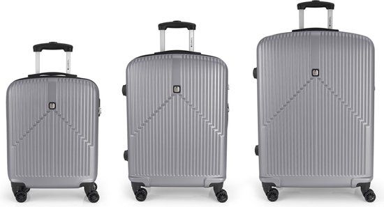 Gabol Alabama 4 Rollen Kofferset 3st. - Harde bagage - Combinatieslot - zilverkleurig