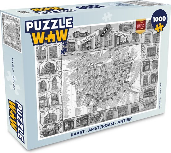 MuchoWow Puzzel Kaart - Amsterdam - Antiek - Legpuzzel - Puzzel 1000 stukjes volwassenen