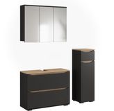 Vicco Badkamermeubelset Ruben, Antraciet/Artisanaal eiken, Set van 3 stuks