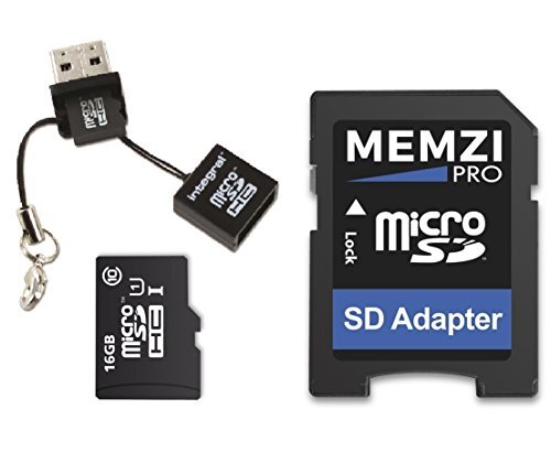 MEMZI PRO 16 GB klasse 10 90 MB/s Micro SDHC geheugenkaart met SD-adapter en micro-USB-lezer voor HTC U-serie mobiele telefoons