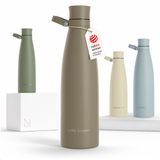 LARS NYSØM Nåde Roestvrijstalen drinkfles 1000ml - BPA-vrije geïsoleerde waterfles 1,00 Liter (Taupe Brown)