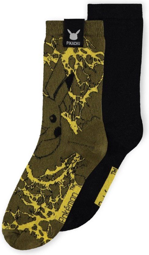 Pokémon Pikachu Sokken - Set van 2 Paar - Groen - Maat 39/42 - Unisex