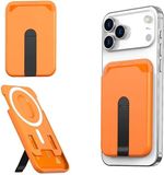 Selected by GSMpunt.nl SBG Aluminium MagSafe Pasjeshouder met Verticale Standaard | Portemonnee voor 2 Pasjes | Magnetische Kaarthouder | Compatibel met Magsafe | Telefoonhouder met Meerdere Kijkhoeken | Oranje