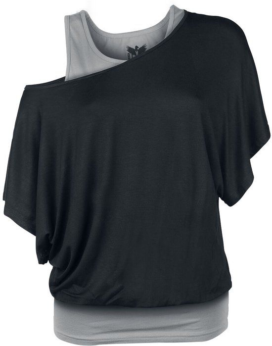 Black Premium by EMP Dames T-shirt - When The Heart Rules The Mind - Zwart/Grijs - Maat L