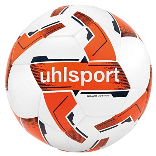 Uhlsport 290 Ultra LITE Synergy, Junior speel- en trainingsbal, voetbal, voor kinderen tot 10 jaar, maat 3, wit/fluo oranje/marine