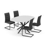 Vicco Eettafel set Loyd Wit/Zwart 120 x 120 cm met 4 eetkamerstoelen, zwart