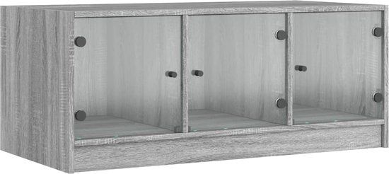 vidaXL Salontafel met glazen deuren 102x50x42 cm grijs sonoma eiken