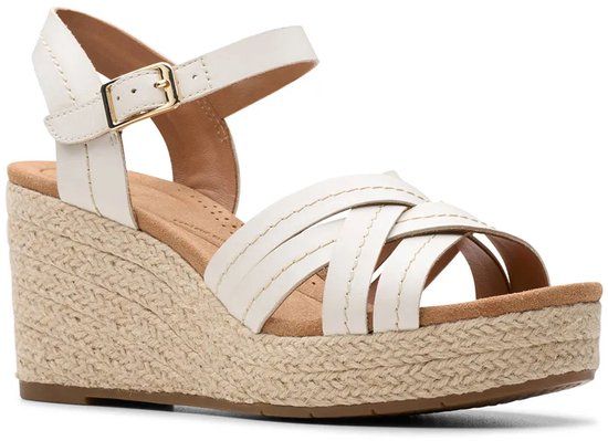 Clarks Premium Dames Sabina riem sandaal, crème leer, 35 UK, Crème Leer, 38 EU