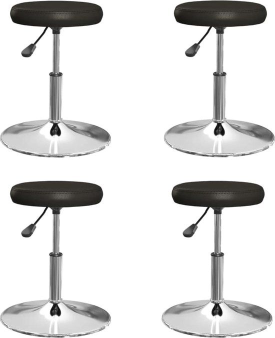vidaXL Eetkamerstoelen - Set van 4 - Kunstleer - Zwart