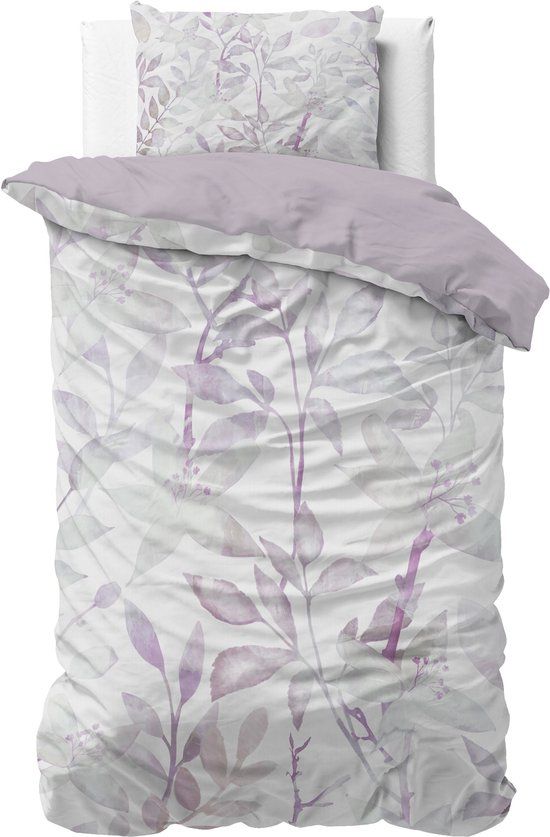 Sleeptime Water Leaves Dekbedovertrek - Eenpersoons - 140x200 cm - Wit