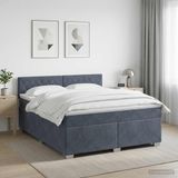 vidaXL Boxspringbed met matras, donkergrijs, 160 x 200 cm, fluweel