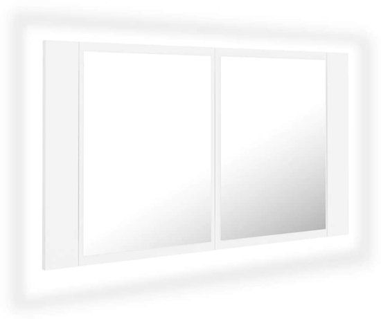 vidaXL Badkamerkast met spiegel en LED 80x12x45 cm acryl wit