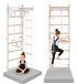 Merkloos Gymnastiekladder Volwassenen - Wandladder Hout - 210 cm - Met Turnringen en Touw