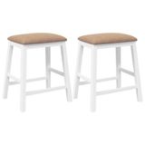 vidaXL Barstoelen met kussens 2 stuks massief hout rubber wit