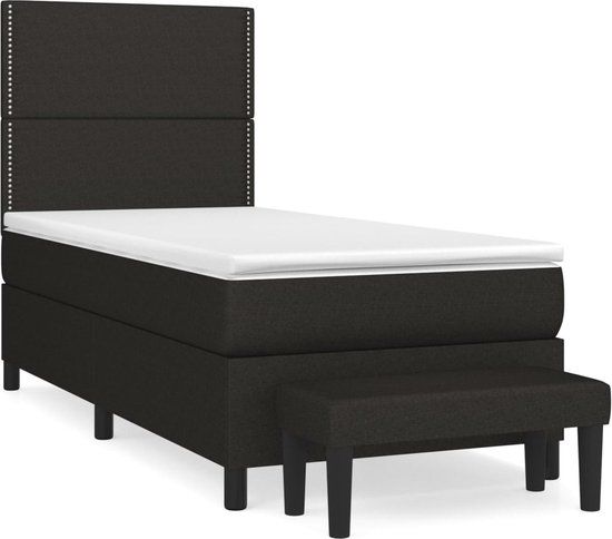 vidaXL Boxspring met matras - Stof - Zwart - 100x200 cm