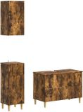 vidaXL - 3-delig - badkamerkast - set - DELFT - Gerookt - eiken - Bewerkt - hout