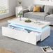 Pangivo Table basse de salon avec LED et 2 tiroirs design moderne blanc brillant 95 x 45 x 35 cm