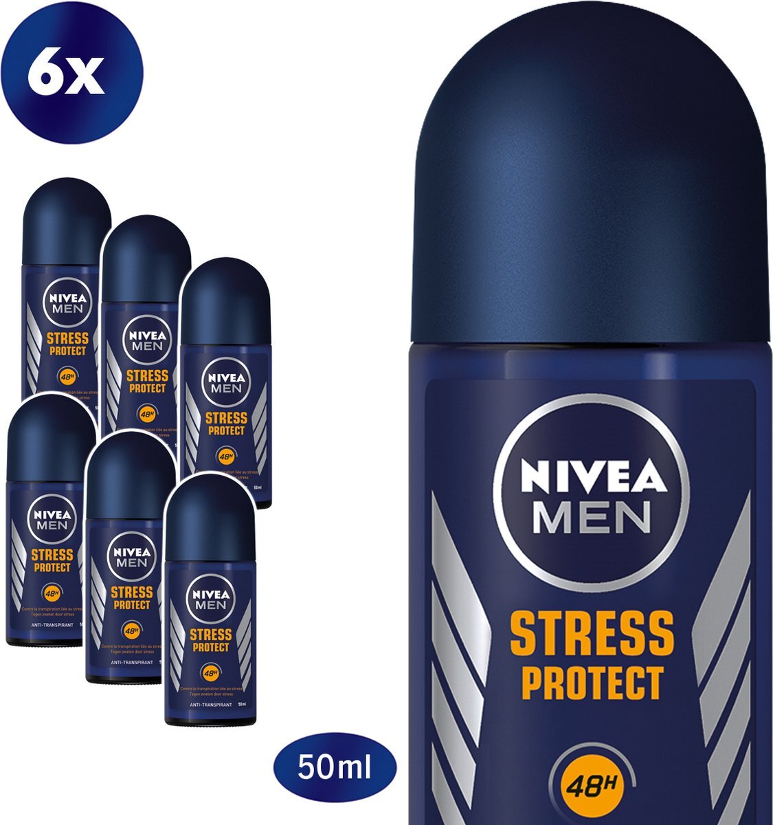 Nivea MEN Stress Protect - 6 x 50 ml - Voordeelverpakking - Deodorant Roller