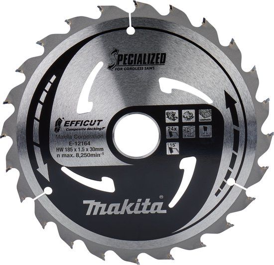 Makita E-12239 Cirkelzaagblad 185 x 30 x 1.5 mm - 24 tanden