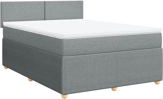 vidaXL Boxspring met matras stof lichtgrijs 160x200 cm