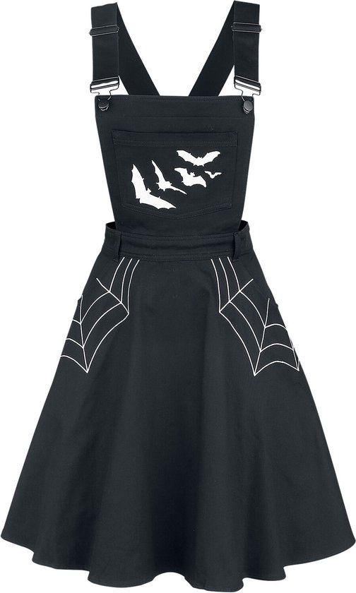 Hell Bunny Miss Muffet Pinafore Dames Mini-jurk - Zwart - M