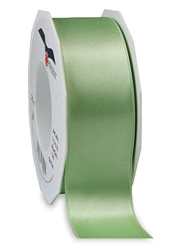 Präsent Panda Präsent C.E. Pattberg satijn pastelgroen, 25 m satijnen lint voor het inpakken van geschenken, 40 mm breed, cadeaulint voor decoreren en knutselen, decoratief lint voor geschenken, voor elke gelegenheid