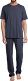Schiesser Heren pyjama Night & Home donkerblauw Korte mouw Effen 100% Katoen XL