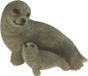 Merkloos / Sans marque Beeldje zeehond met baby - grijs - polystone - 11 cm - tuindecoratie dier