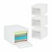 Relaxdays Opbergdozen, set van 4 stuks, kunststof, stapelbaar, 31 liter, met deksel en deur, halftransparant, kunststof, wit