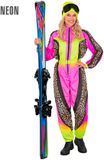 Widmann SRL Fout Ski Pak Snowboarder Luipaard Roze/Geel - Retro Skipak | Jaren 80 Foute Kleding