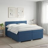 vidaXL Boxspringbed met matras met hoofdeinde Blauw 200 x 200 cm Stof