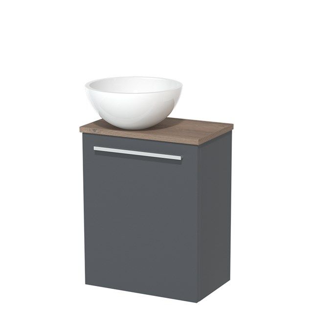 Maxaro Modulo Toiletmeubel - 41cm - Donkergrijs - Middenbruin Eiken