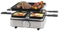 Merkloos Raclette Raclette grill - Voor 4 personen - 800 W - Omkeerbare gietplaat - Roestvrij staal