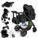 Poussette canne 3-en-1 Combi-buggy Léger Siège réversible Pliable Convient aux nouveau-nés Jusqu'à 15 kg Noir