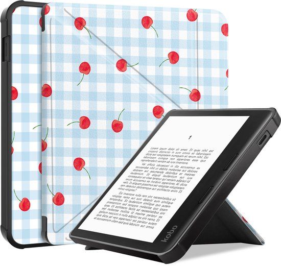 imoshion Ploonk Ereader Hoes - Geschikt voor Kobo Libra Colour - Cherry Check