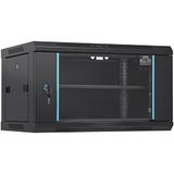 VEVOR 6U Netwerkserverkast voor wandmontage, 15,5 inch diep, serverrackkast behuizing, max. op de grond gemonteerde belastbaarheid, met zijpanelen met vergrendelende glazen deur, voor IT-apparatuur, A