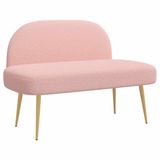 vidaXL - Gevuld - bankje - met - rugleuning - Roze - 110 - x - 60 - x - 76 - cm - Bouclé