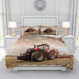 TRANKIELO® - Housse de couette 3D motif tracteur 200 x 200 cm - Microfibre - Doux et confortable - Ensemble 3 pièces avec fermeture éclair
