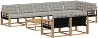 vidaXL - Hoek loungeset - 8 zitplekken - Wit en lichtgrijs - Acacia hout