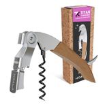 Koala Titan professionele kurkentrekker, roestvrij staal, gepatenteerde dubbele hendel, robuuste en ergonomische sommelier wijnopener, houten afwerking