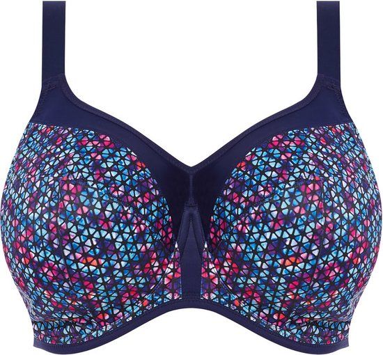 Elomi Energise Sport-BH Navy-Geo - maat 95H - Blauw Meerkleurig