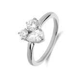 Lucardi Dames Stainless steel ring met zirkonia voor dames - Ring - Staal - Zilverkleurig - 16 / 50 mm