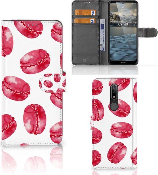 B2Ctelecom Hoesje ontwerpen Nokia 2.4 - Book Case - Pink Macarons
