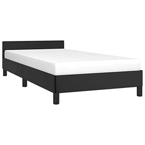 vidaXL Bedframe met hoofdbord kunstleer zwart 90x200 cm