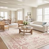 Safavieh Distressed Adirondack Collection Vloerkleed voor woonkamer, eetkamer, slaapkamer, korte pool, ivoor en roze, 274 x 366 cm