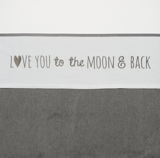 Meyco ledikantlaken Love you to the moon & back grijs 100 x 150 cm wit