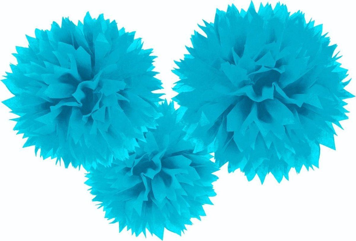Amscan Fluffy decoratieve ballen om op te hangen, lichtblauw, 3 stuks, circa 40,6 cm, papier, hangdecoratie