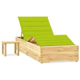 VidaXL Ligbed met tafeltje en kussen, Grenenhout, Groen
