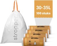 Strapper 100 Afvalzakken Oranje - Geschikt voor simplehuman met code H - 30-35 liter
